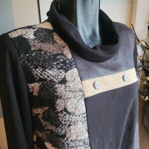 Vex Collection Multi Fabric Patchwork Turtleneck Sz. 46